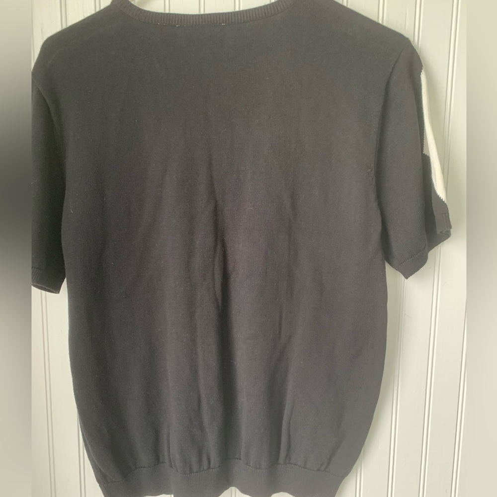 LizGolf Sweater (Medium) Black with White triangle pattern with one on sleeve - Picture 4 of 5